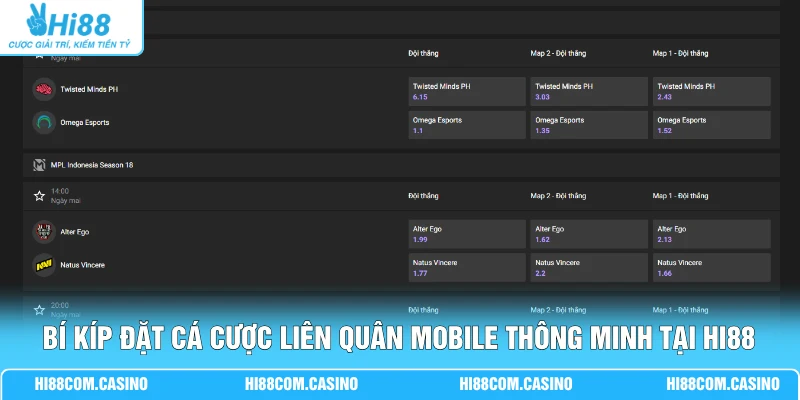 Cá Cược Liên Quân Mobile Với 3 Loại Hình Kèo Hot Nhất Bí kíp đặt cá cược Liên Quân Mobile thông minh tại Hi88