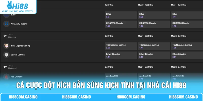 Cá Cược Đột Kích Với 3 Dạng Kèo Nhận Tỷ Lệ Thưởng 1 Ăn 95 Cá cược Đột Kích bắn súng kịch tính tại nhà cái Hi88