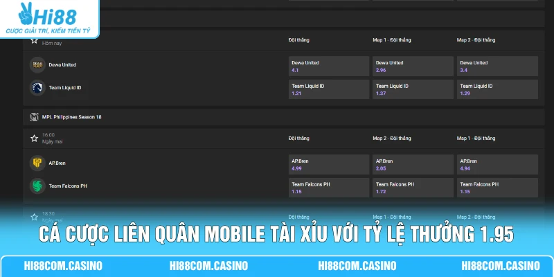 Cá Cược Liên Quân Mobile Với 3 Loại Hình Kèo Hot Nhất Cá cược Liên Quân Mobile Tài Xỉu với tỷ lệ thưởng 1.95