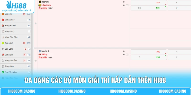 UG Thể Thao | Khám Phá 50+ Bộ Môn Tranh Tài Đỉnh Cao 24/7 Đa dạng các bộ môn giải trí hấp dẫn trên Hi88