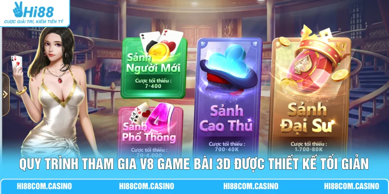V8 Game Bài 3D - Đấu Trường Đồ Họa 4K Trả Thưởng Top 1 Quy trình tham gia V8 game bài 3D được thiết kế cực kỳ tối giản